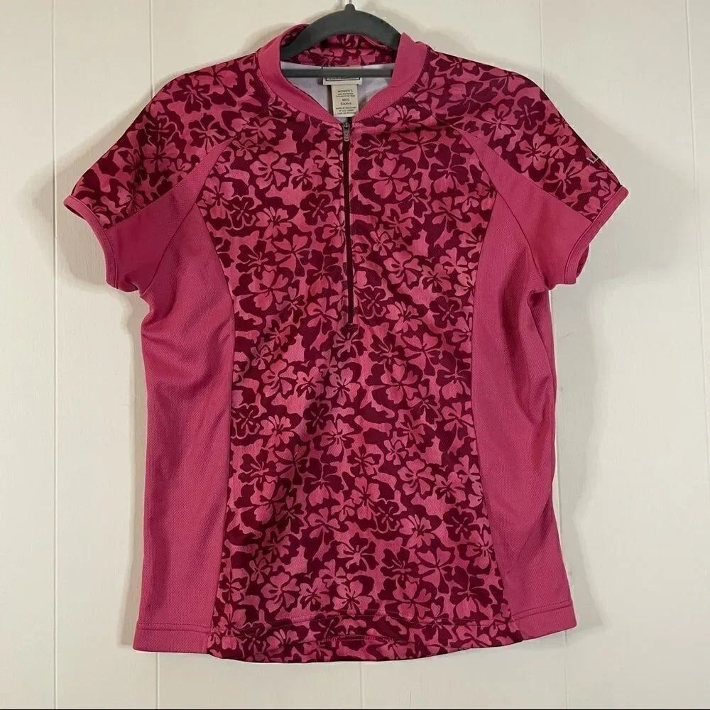 L.L. Bean Hibiscus Print Floral Cycling Jersey